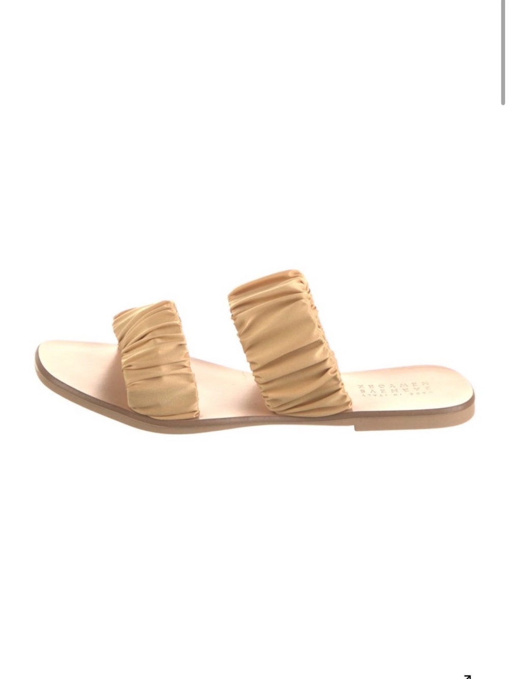 Barneys New York Ruched Double-Strap Slide Sandal - Tan